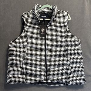 NWT Lands End Full Zip 600 Down Puffer Vest  Plus Size 2X  20W-22W Houndstooth